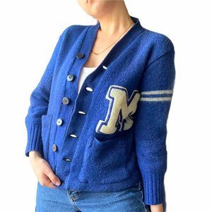 Vintage 1950s Blue & White Wool Letterman Jacket